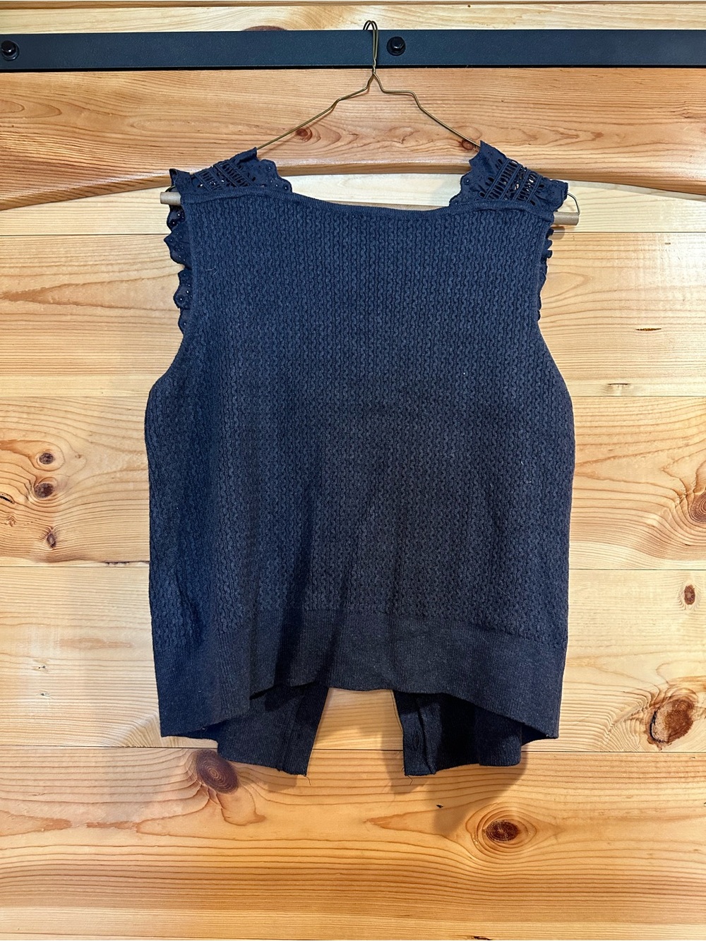 Pilcro Navy Ruffle-Trim Knit Button Vest - Picture 4 of 4